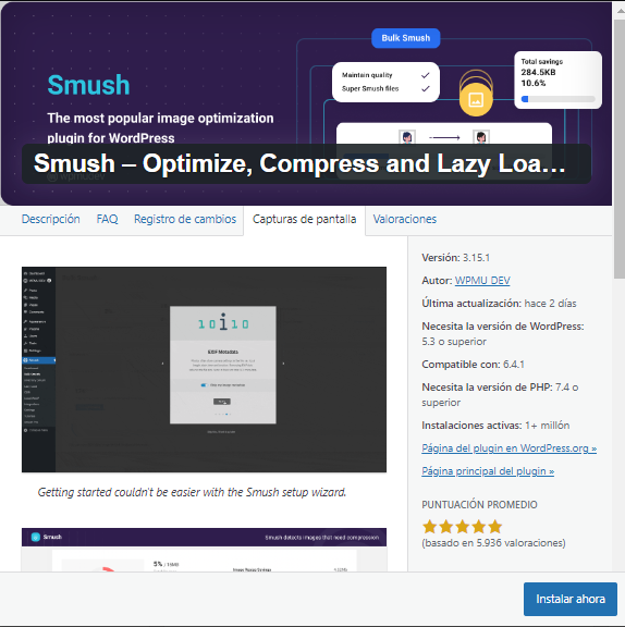 Plugin de WordPress wp smush